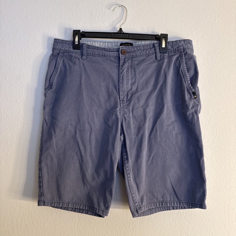 Quicksilver Chino Shorts Mens 36 Blue 11" Straight Tapered Outdoor‎ Twill Beach